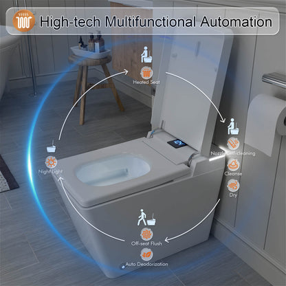 High-tech Multifunctional White Square Smart Toilet with Remote Control