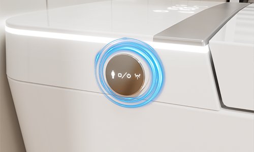 In case of power outage, flushing can be achieved by rotating the button on the side