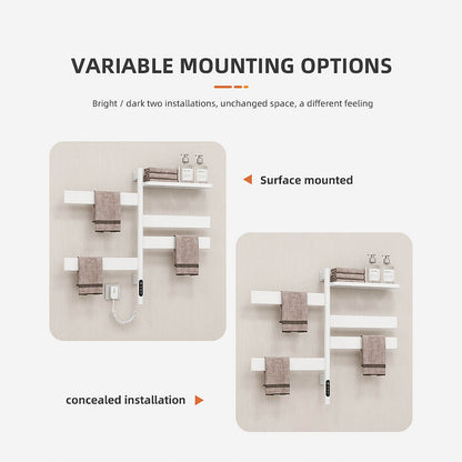 Installation instructions for the white smart towel warmer with timer function