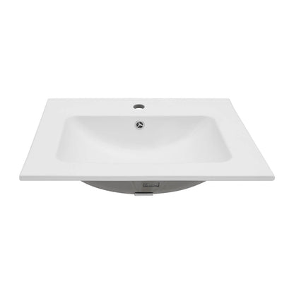 Integrated bathroom sink with hidden overflow and glossy glaze
