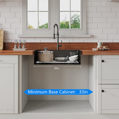 30&quot; x 22&quot; Multifunctional Drop-In Kitchen Stainless Steel Sink with Drain Board