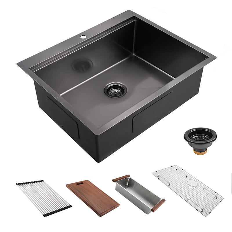 30&quot; x 22&quot; Multifunctional Drop-In Kitchen Stainless Steel Sink with Drain Board