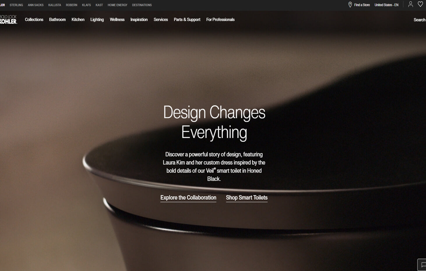 Kohler official website home page interface