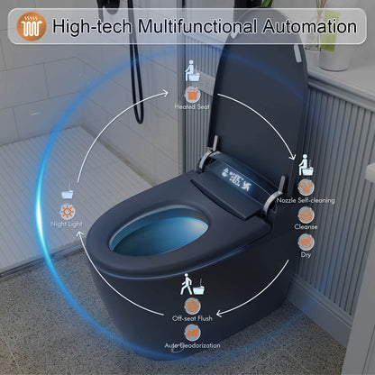 LED Screen Display Matte Gray Smart Bidet Toilet with Nightlight