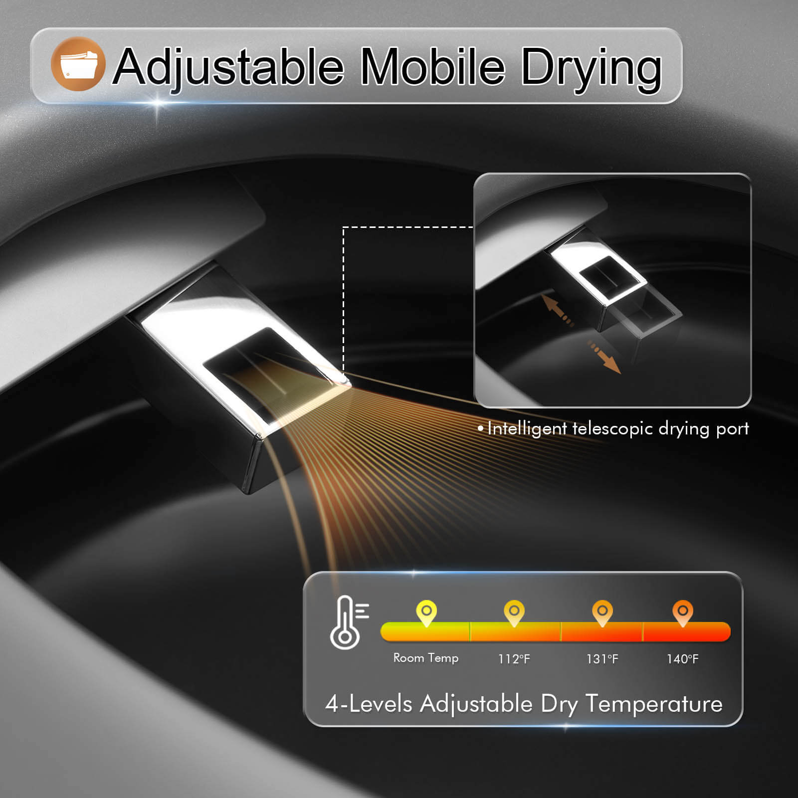 LED Screen Display Smart Toilet with Mobile Drying