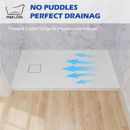 Left drain acrylic shower base with integrated slope design