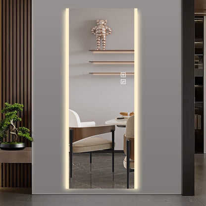 65"x21" Full Length LED Wall Mirror, Dimmable Color-Changing Lights, Frameless