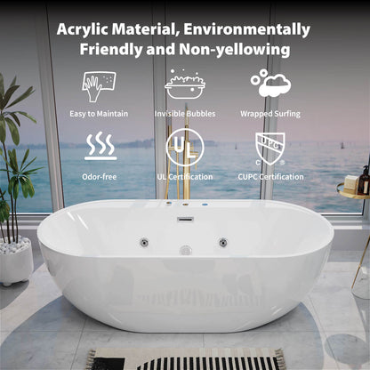 Luxury 67 inch tub with air infused microbubble therapy