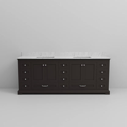 Luxury 84 inch black double sink vanity with premium marble