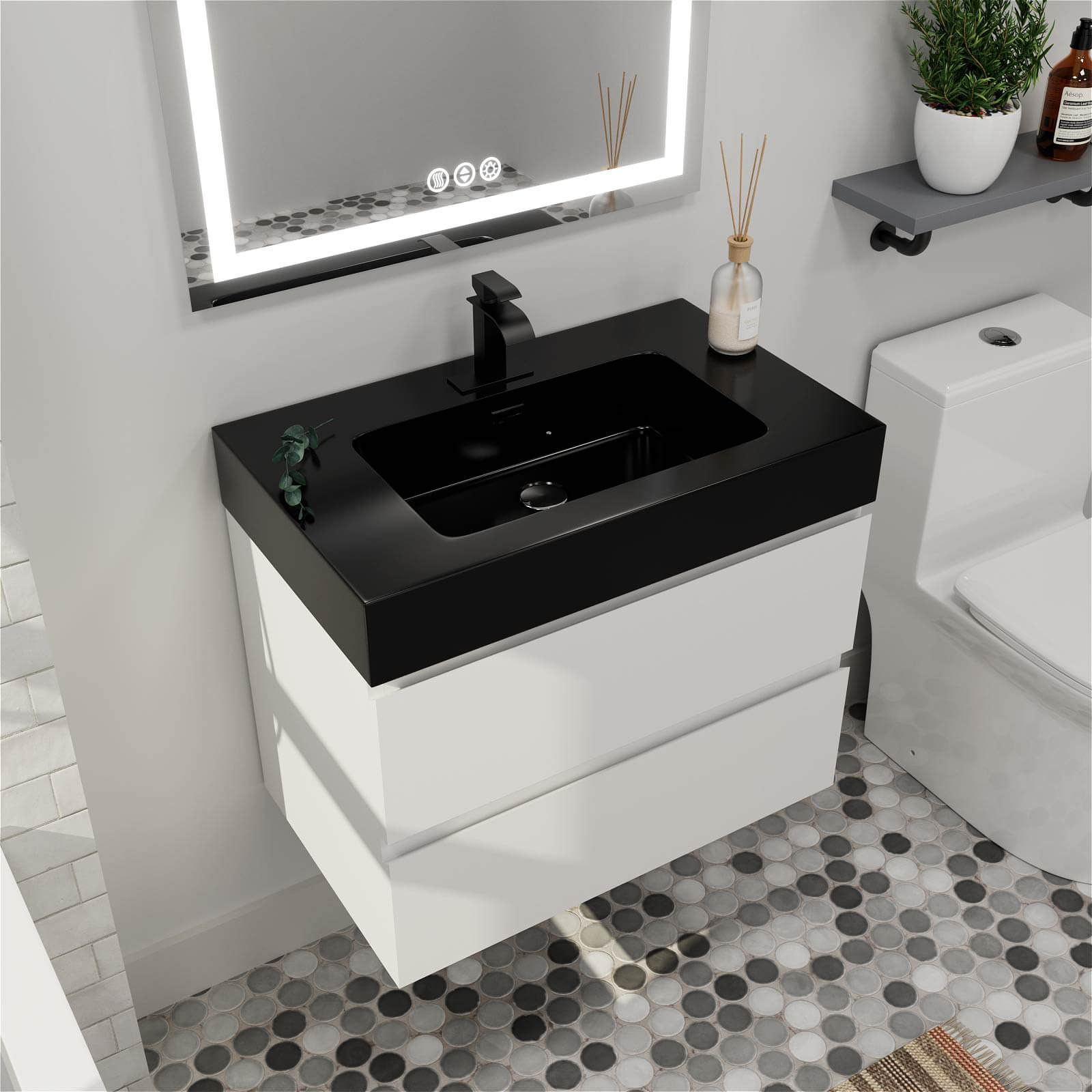 Luxury Black and White Bathroom Vanity for Modern Homes