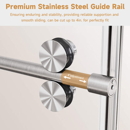Luxury Bathroom Design Featuring Brushed Nickel Frameless Single Sliding Shower Door