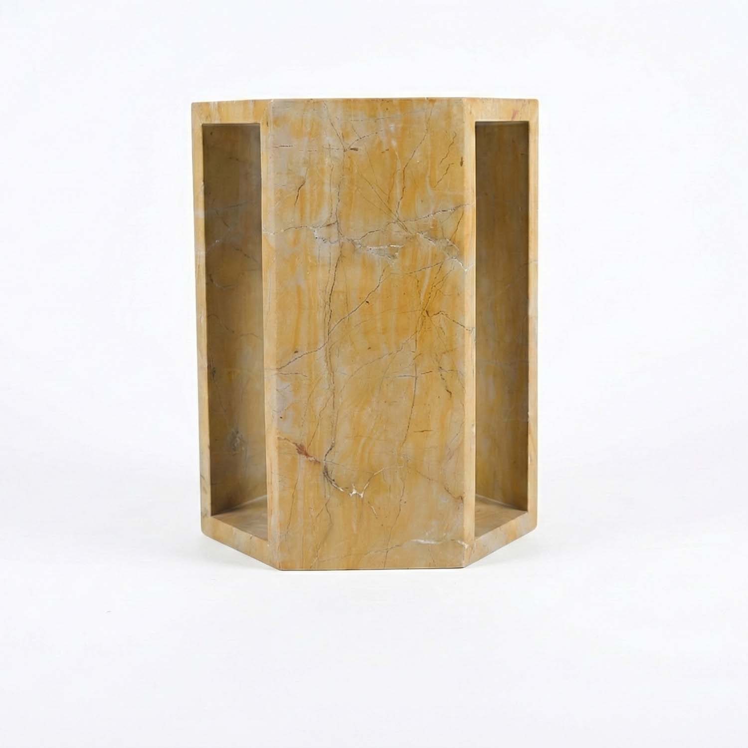 Modern Nature Marble Gold Nightstand Side Table with irregular texture for Living Room, Bedroom &amp; Outdoor Side