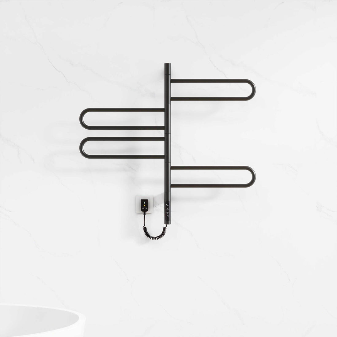 Luxury matte black towel warmer for bathroom walls