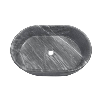 24" Gray Marble Oval Vessel Sink for Bathroom Vanity Countertop