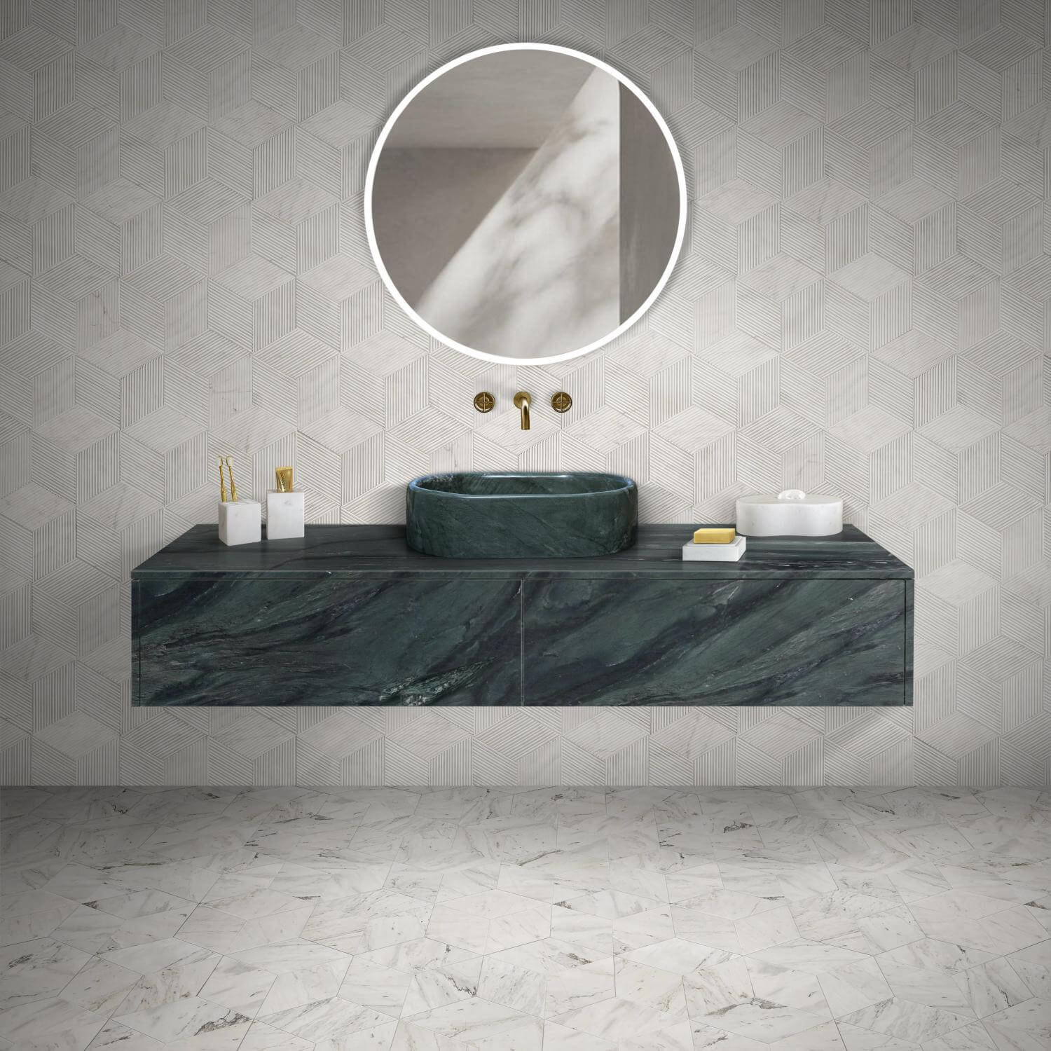 24" Green Natural Marble Oval Bathroom Vessel Sink for Vanity Countertop