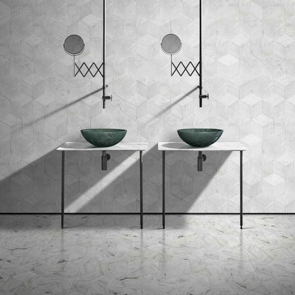 16" Green Marble Round Above-Counter Bathroom Sink