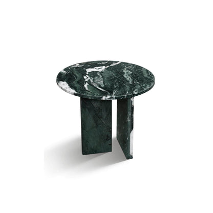 18" Modern Round Green Natural Marble Side Table for Bathroom and Livingroom