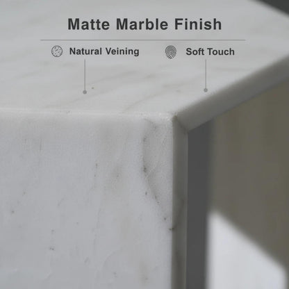 "Cloud-Like" Veining Patterns Marble White Side Table for Bathroom or Bedroom Nightstand or Gift New House Decor