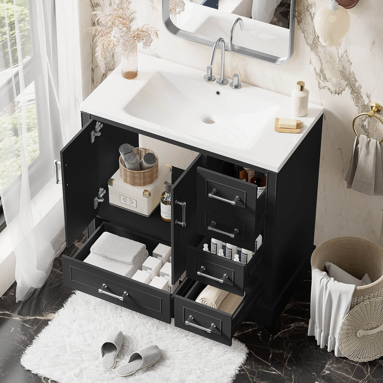 MDF bathroom vanity resistant to moisture and wear