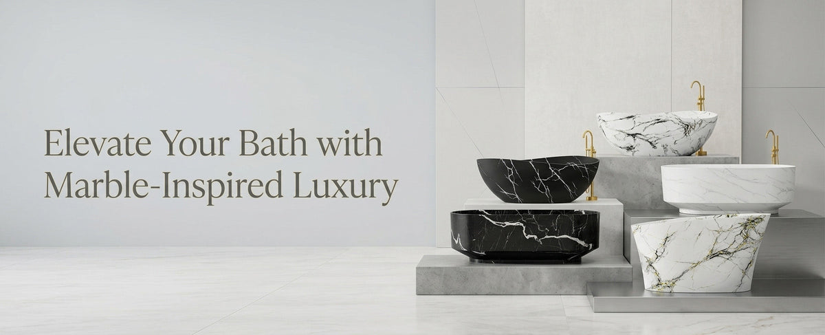 Marble look bathtub for modern luxury bathroom