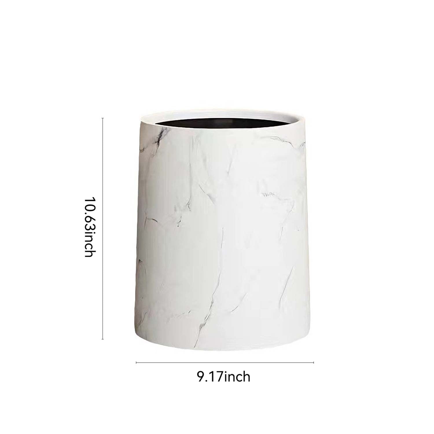 Marble trash can with wood grain design
