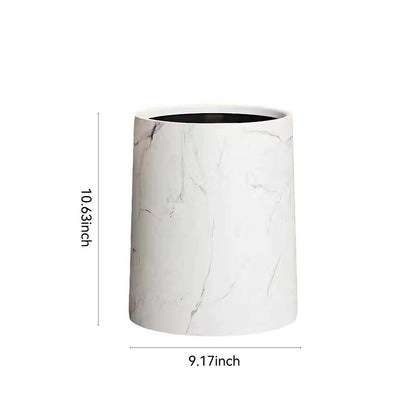 Marble trash can with wood grain design