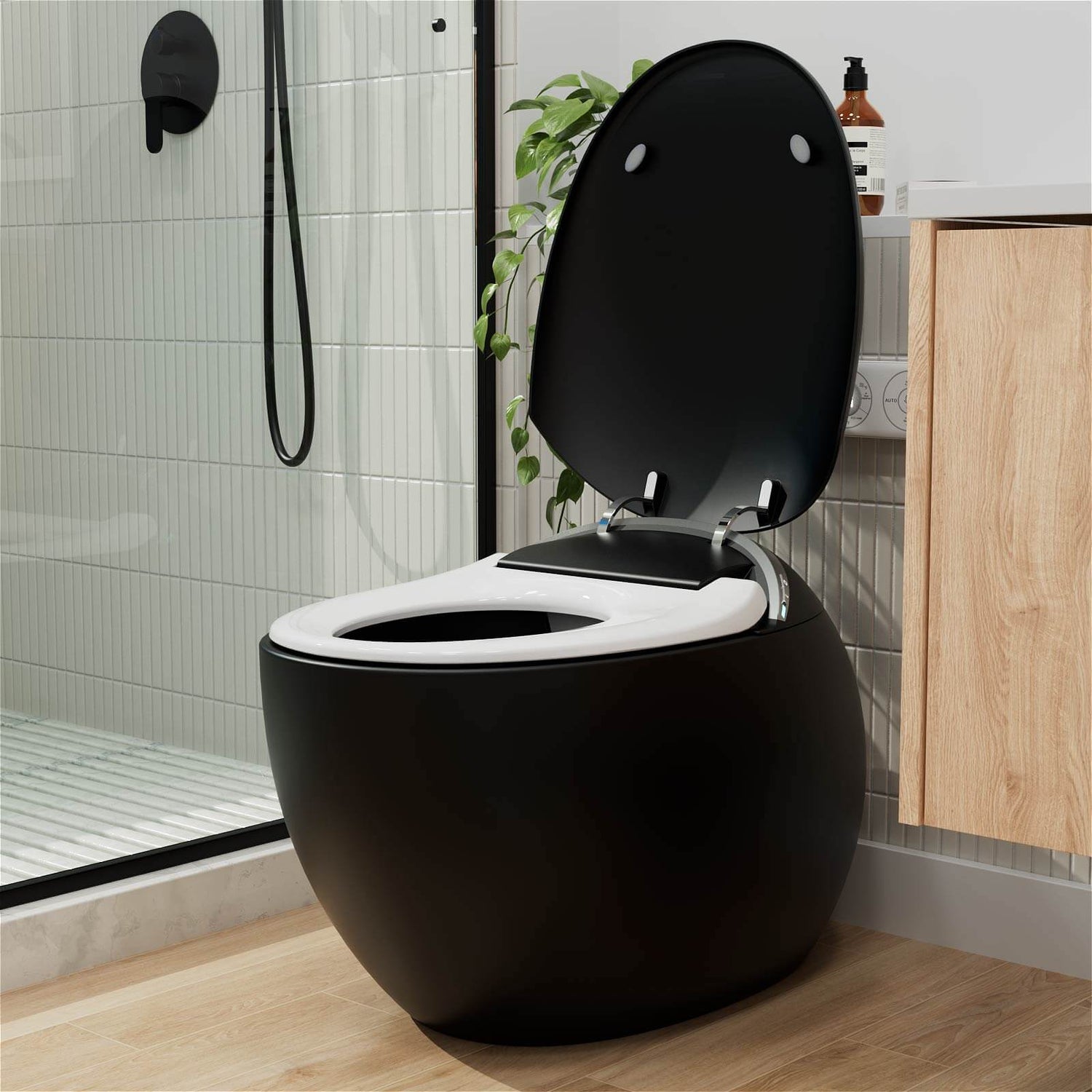 Modern Egg-Shaped Floor Mounted Smart Toilet with Built-in Water Tank
