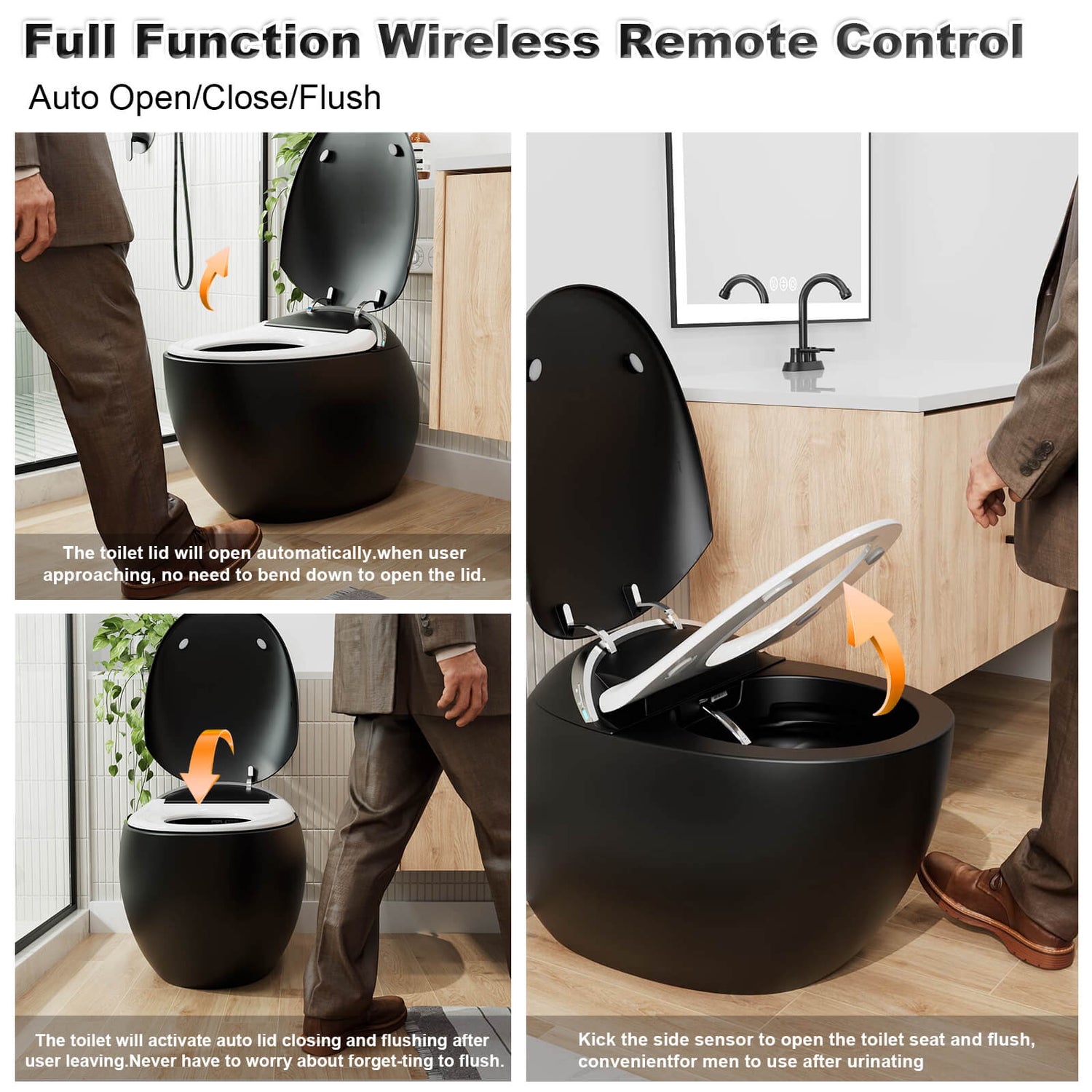 Modern Egg-Shaped Floor Mounted Smart Toilet with Built-in Water Tank