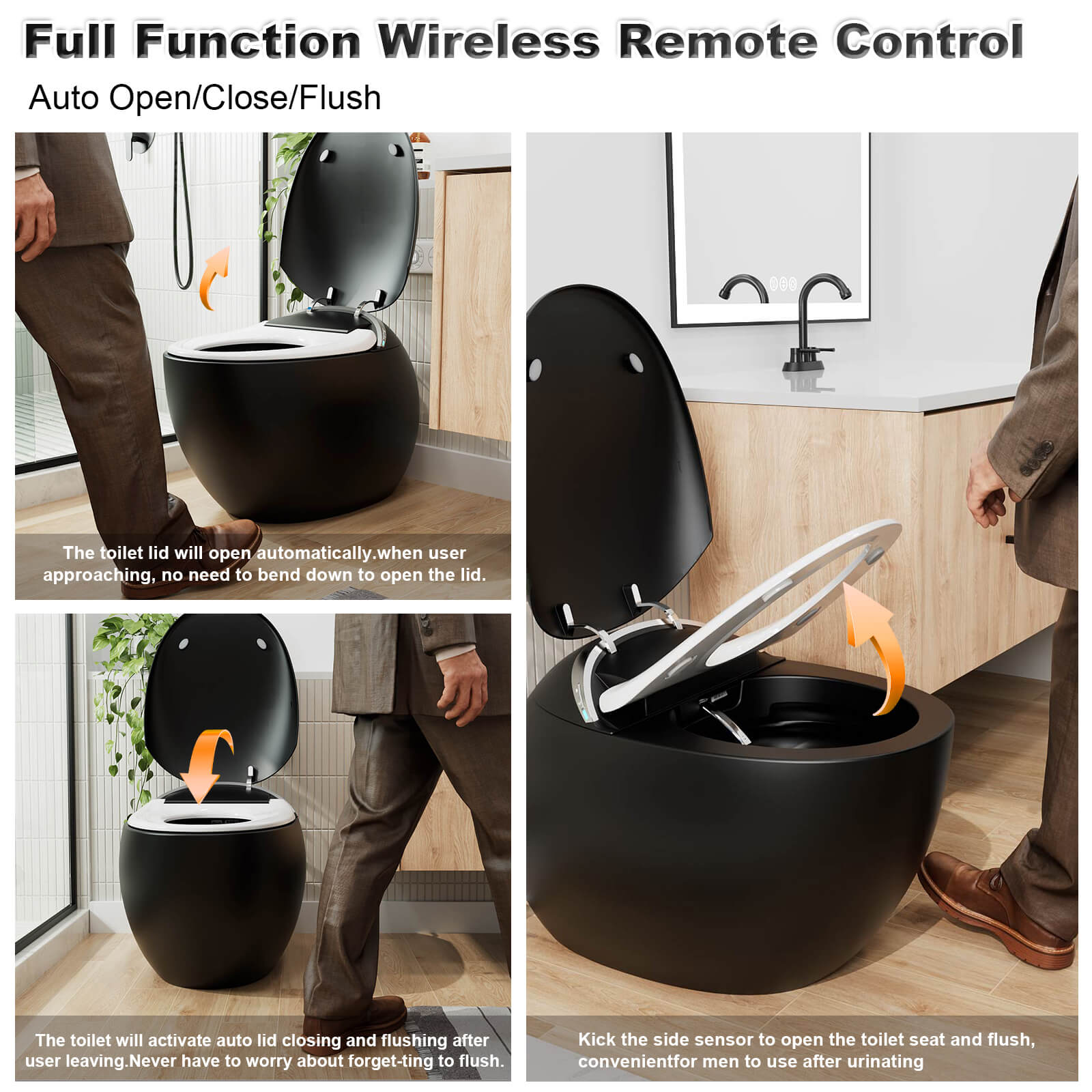 Modern Egg-Shaped Floor Mounted Smart Toilet with Built-in Water Tank