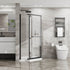 Matte black corner shower enclosure with tempered glass