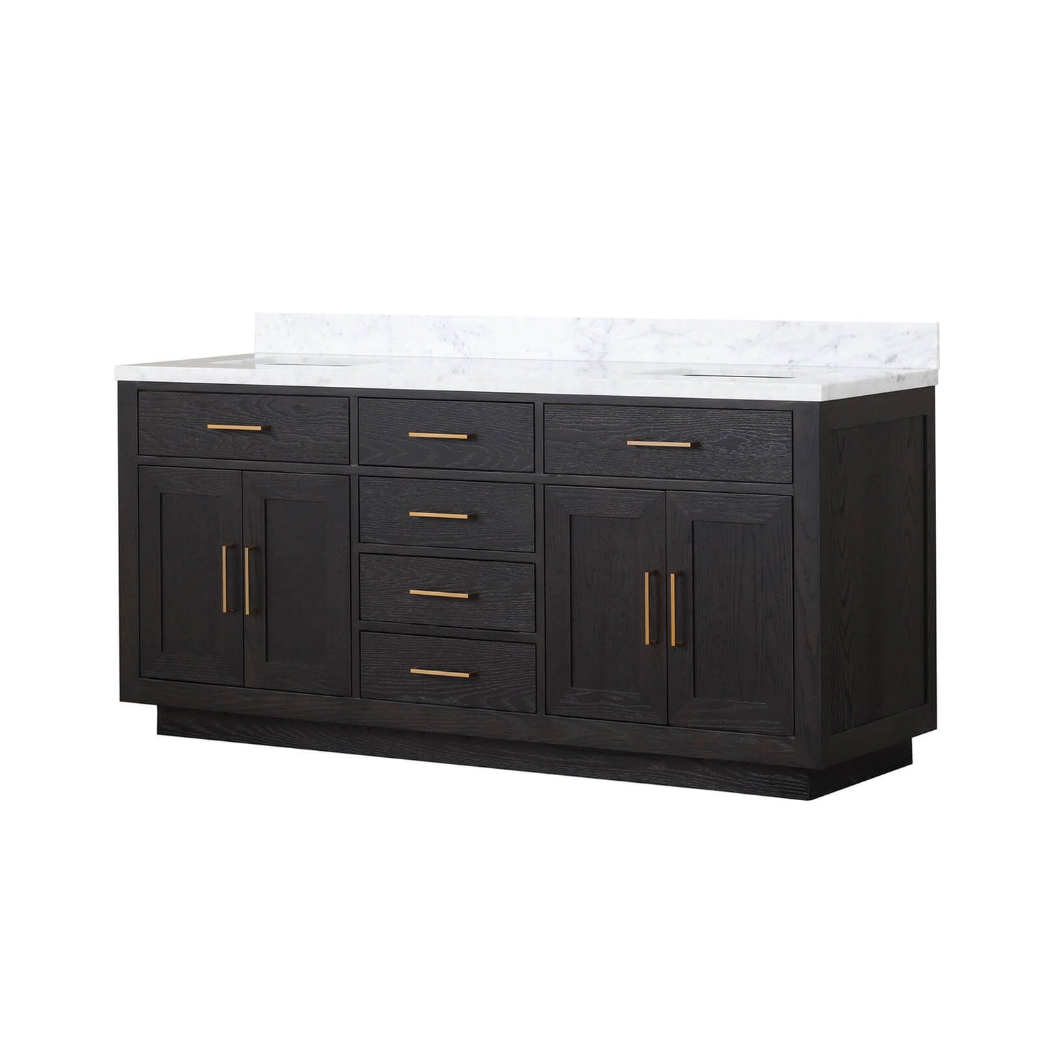 72&quot; Black Oak Bathroom Vanity with Toe Kick