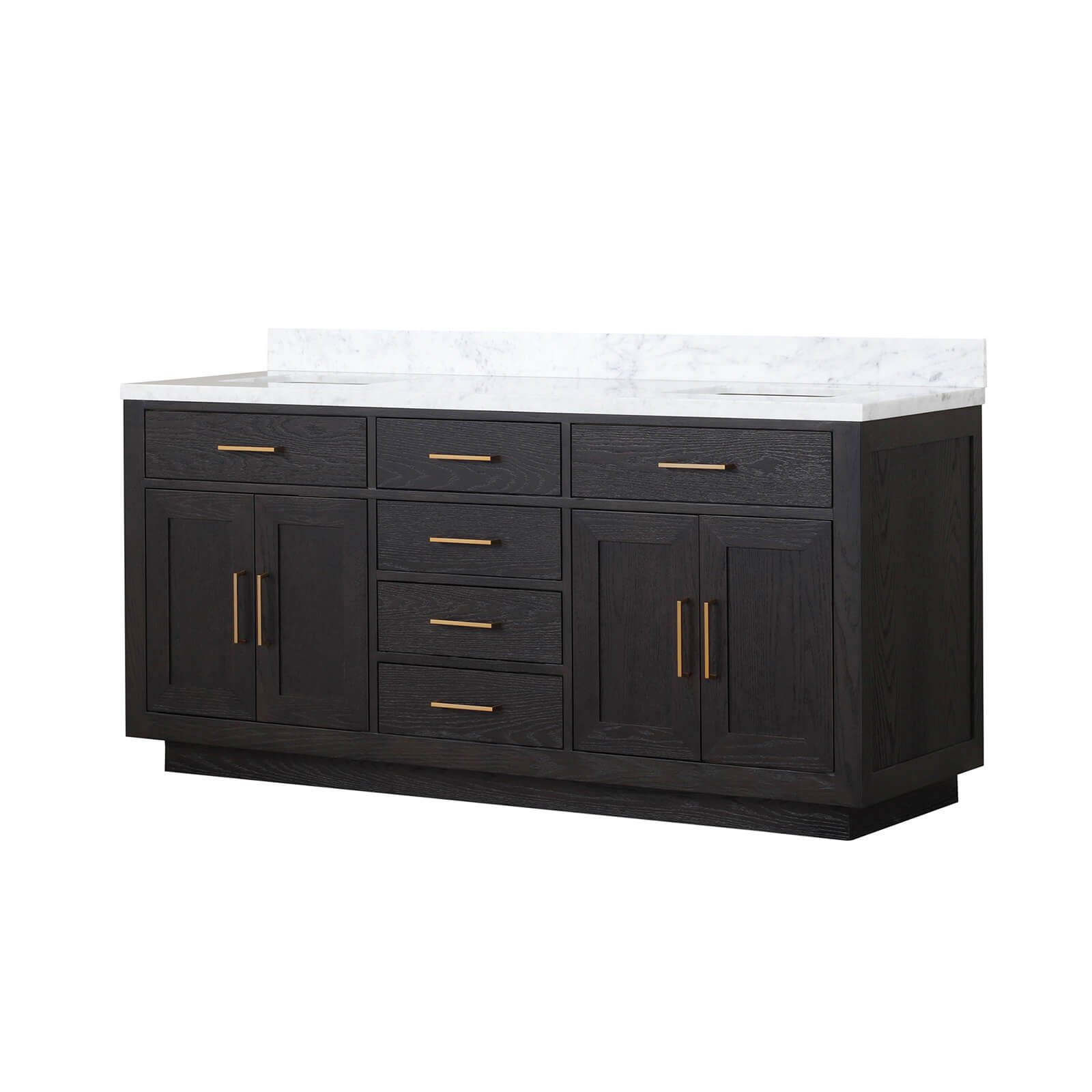72&quot; Black Oak Bathroom Vanity with Toe Kick