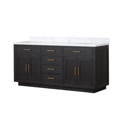 72&quot; Black Oak Bathroom Vanity with Toe Kick