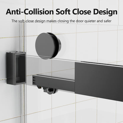 Matte Black Double Sliding Soft-Close Shower Door