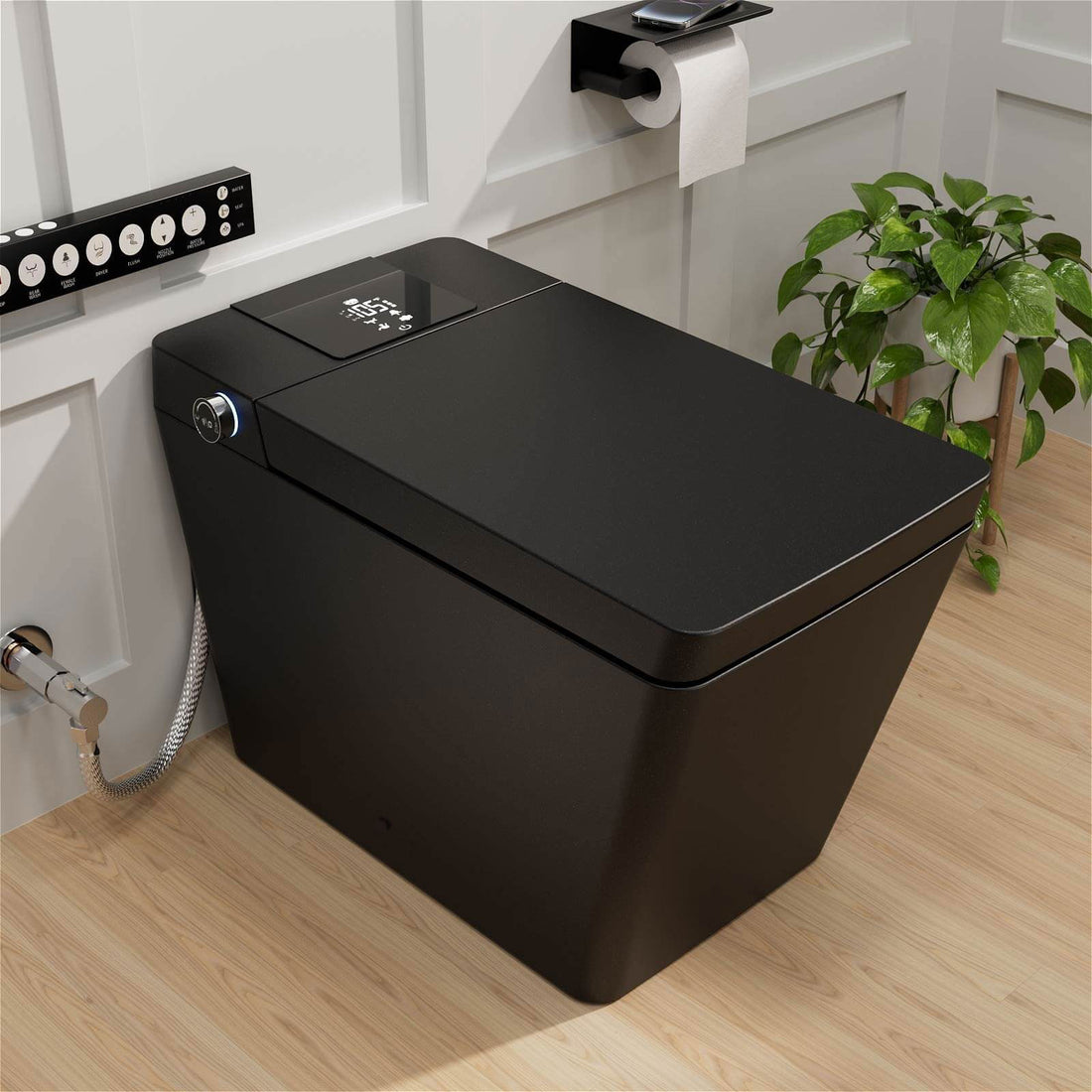 Square Smart Bidet Toilet with Water Tank, Radar Sensor, Heated Seat, Drying Function