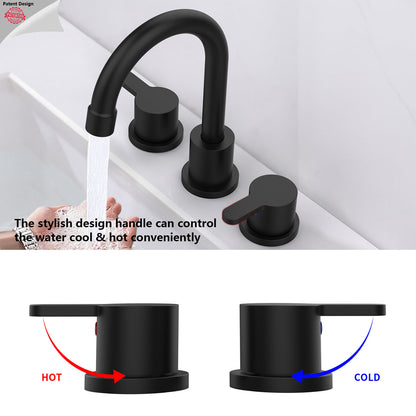 Matte Black 2 handle Widespread Bathroom Sink Faucet