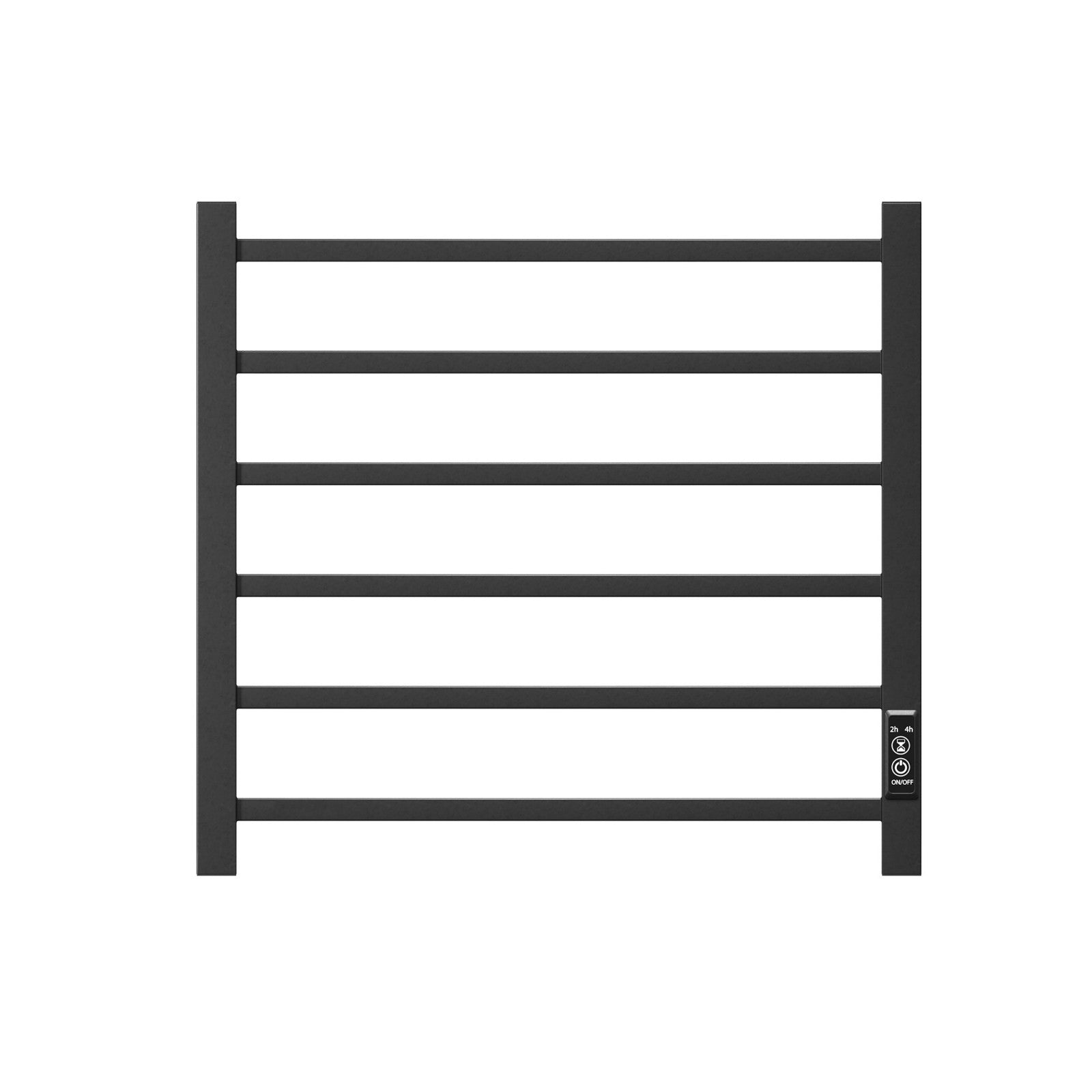 Matte Black 6 Bar Electric Heated Towel Warmer Wall Mount Plug In with Timer