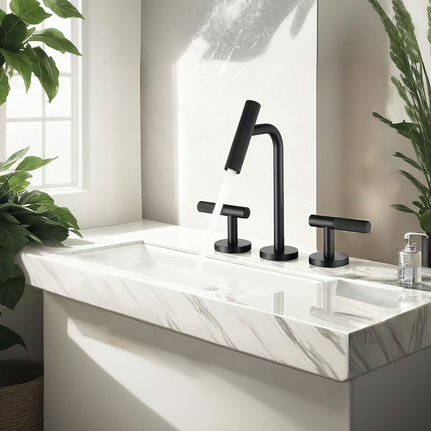 Matte Black 8" Widespread Bathroom Sink Faucet with Two-Handle 