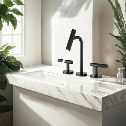 Matte Black 8" Widespread Bathroom Sink Faucet with Two-Handle 