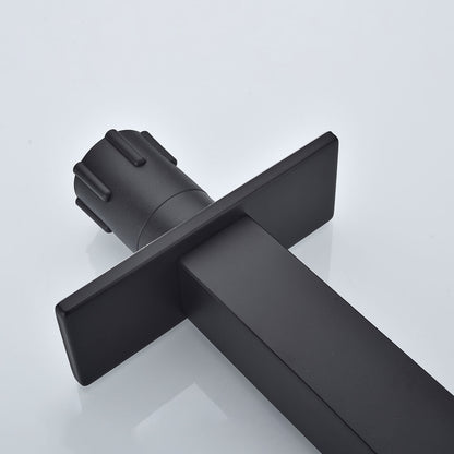 Matte Black Bathroom Faucet with deck plate-Single-hole installation