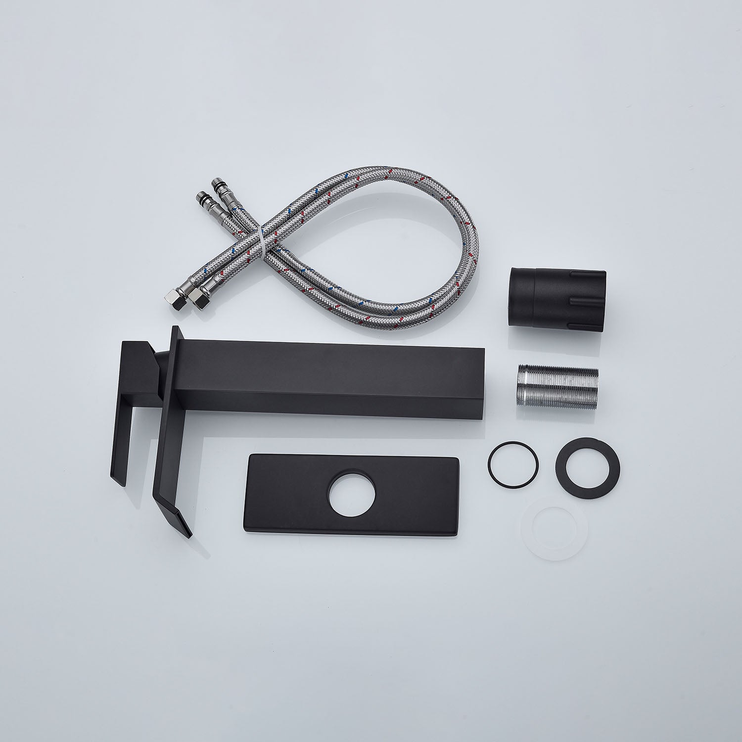 Matte Black Bathroom Faucet with deck plate and install fitting