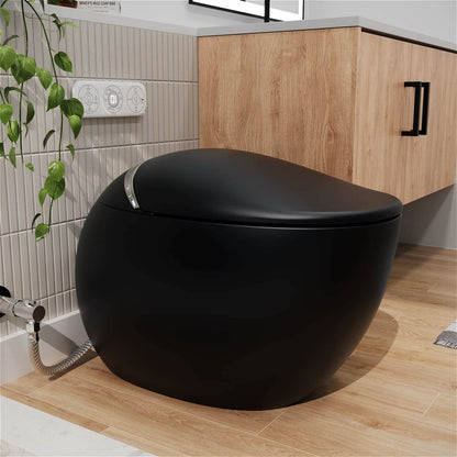 Modern Egg-Shaped Floor Mounted Smart Toilet with Built-in Water Tank