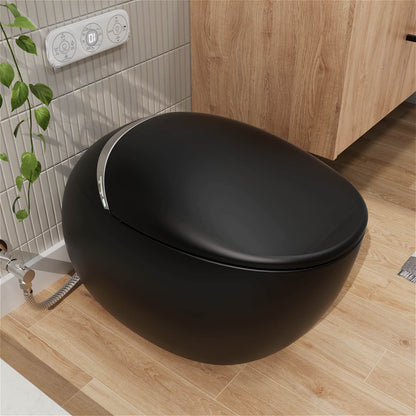 Modern Egg-Shaped Floor Mounted Smart Toilet with Built-in Water Tank