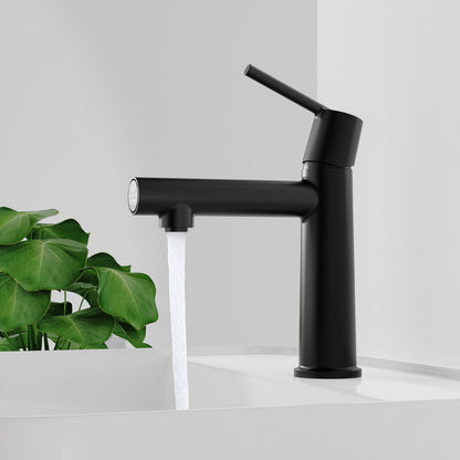 Matte Black Single Handle Single Hole Bathroom Faucet with 2 Water Flow Mode