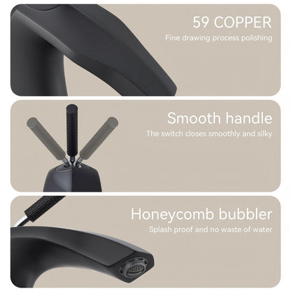 Matte Black Single Hole Bathroom Faucet Brass with Slim Single Handle and Aerator-product details