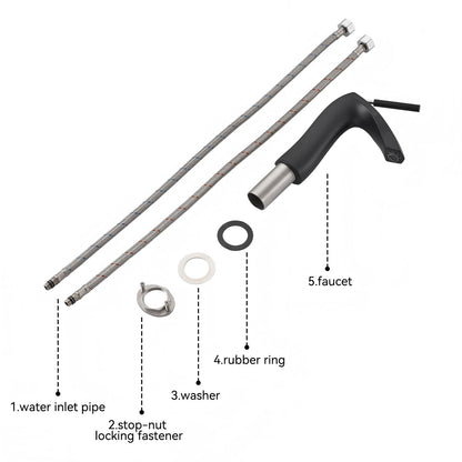 Matte Black Single Hole Bathroom Faucet and accessories