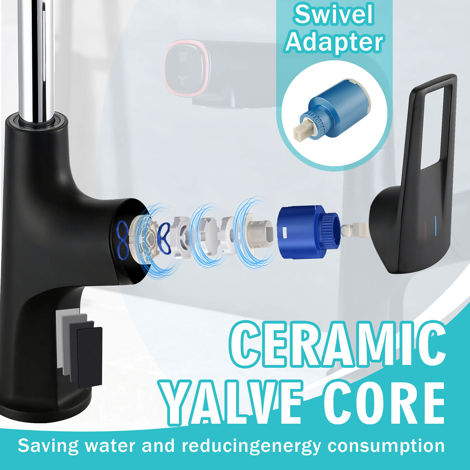 Matte Black Single Hole Bathroom Faucet with ceramic value core