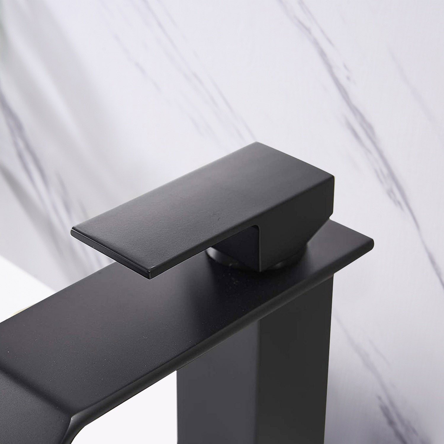 Matte Black Stainless Steel Waterfall Bathroom Faucet with single handle