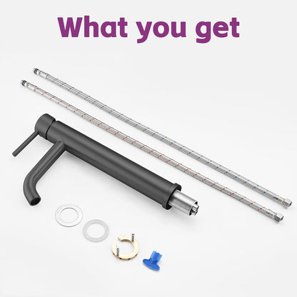 Matte Black Tall single handle Bathroom Faucet with hose and install fitting