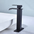 Matte Black Waterfall Spout Single Handle Bathroom Faucet with Deck Plate